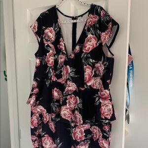 Floral Black and Pink Dress